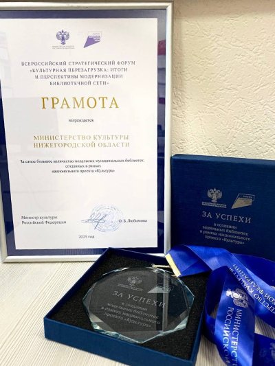 Нижегородская область получила награду за лидерство в создании модельных муниципальных библиотек в рамках нацпроекта «Культура»