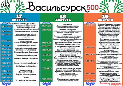 К празднованию 500-летия Васильсурска подготовлена большая культурная программа К празднованию 500-летия Васильсурска подготовлена большая культурная программа